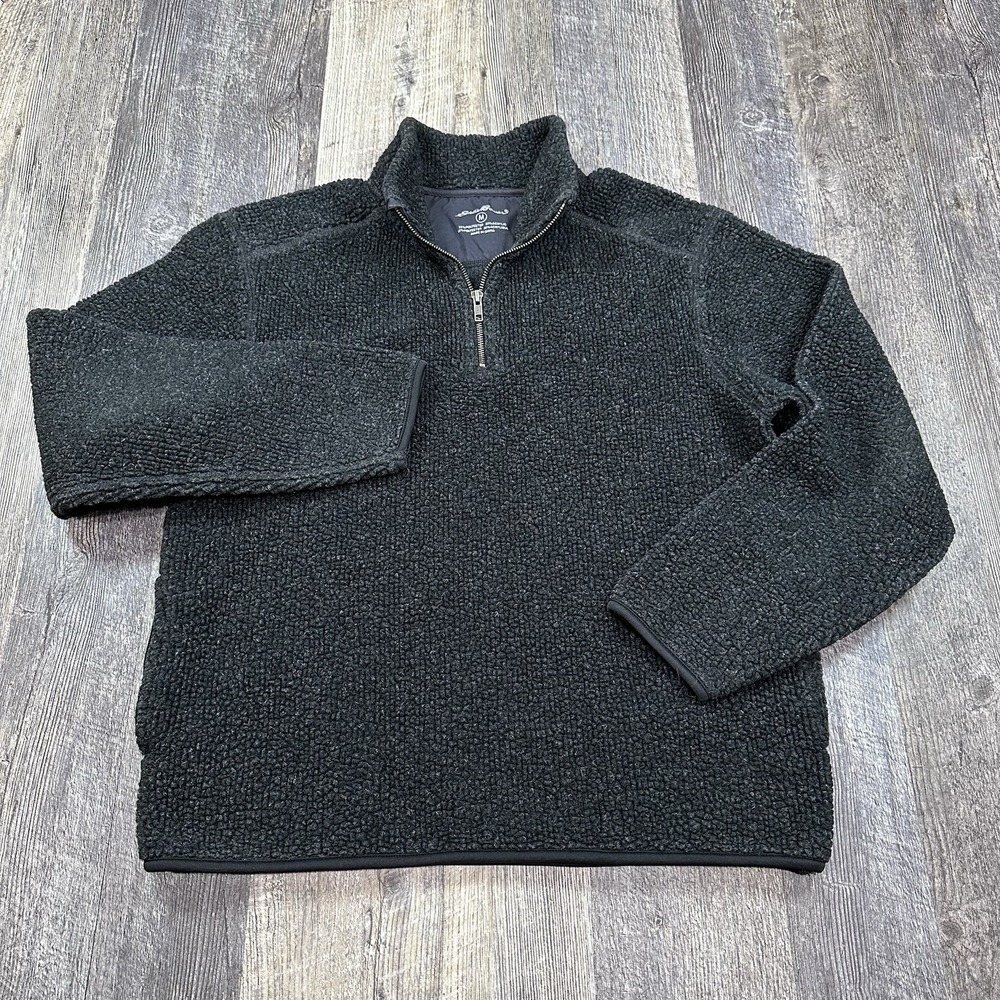 Eddie Bauer Long Sleeve 1/4 Zip Sherpa Pullover Jacket Sweater Black Mens Size M
